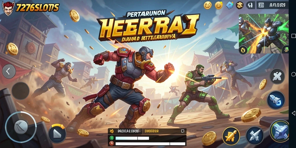 Tangkapan layar aksi seru di 7276SLOTS dalam pertempuran Battle Royale.