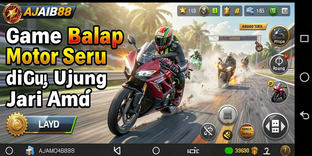 Tangkapan layar menampilkan aksi balapan motor yang menegangkan di AJAIB88.