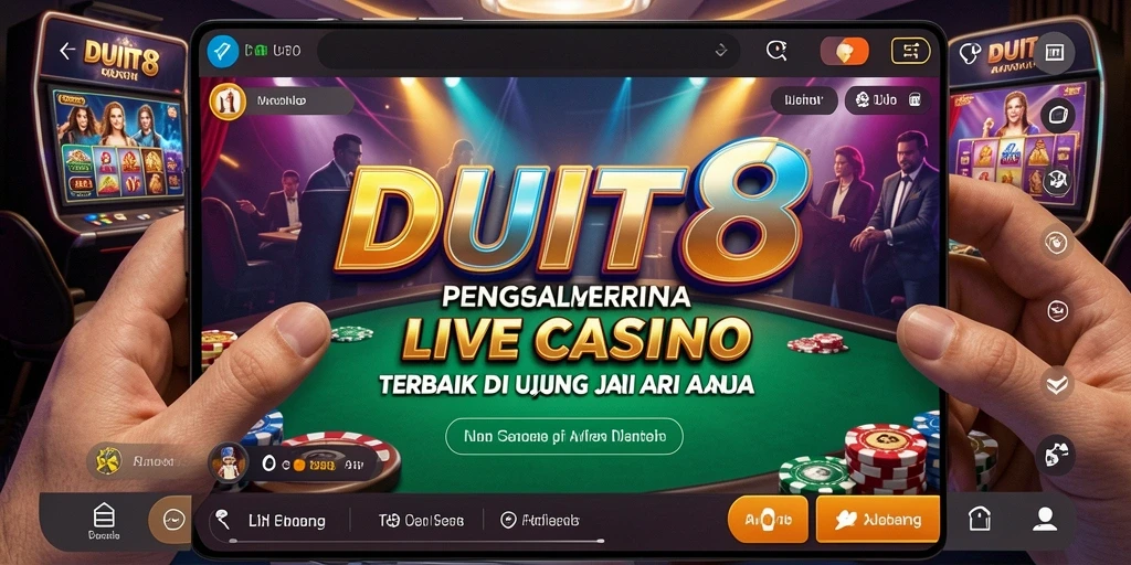Screenshot gameplay Live Casino DUIT8 menunjukkan dealer yang ramah dan permainan yang mendebarkan.