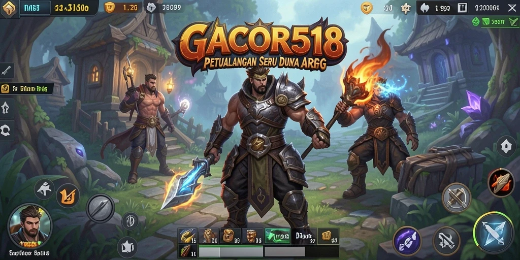 Tampilan gameplay <strong>GACOR518</strong> yang seru dengan pertempuran melawan monster.