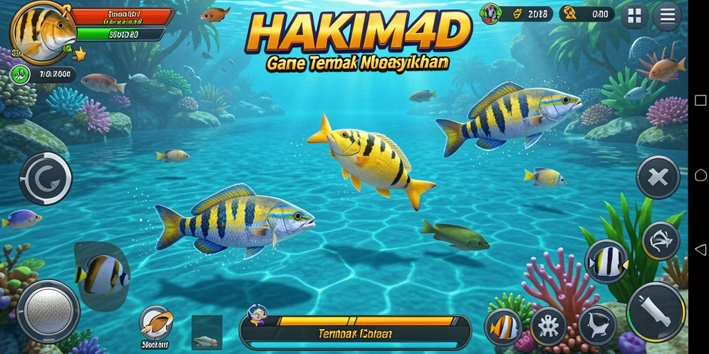 Tangkapan layar HAKIM4D menampilkan gameplay Tembak Ikan yang dinamis dan berwarna-warni.