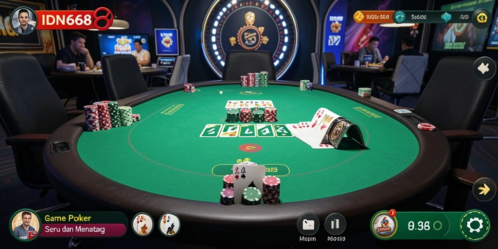 Tampilan gameplay seru di IDN668 saat bermain Poker.