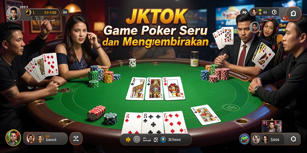 Tampilan gameplay JKTOK yang menarik dengan suasana permainan Poker yang seru.