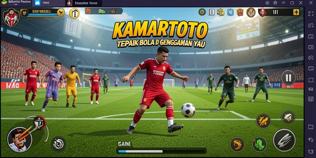 Tampilan gameplay KAMARTOTO dengan aksi mendebarkan di lapangan.