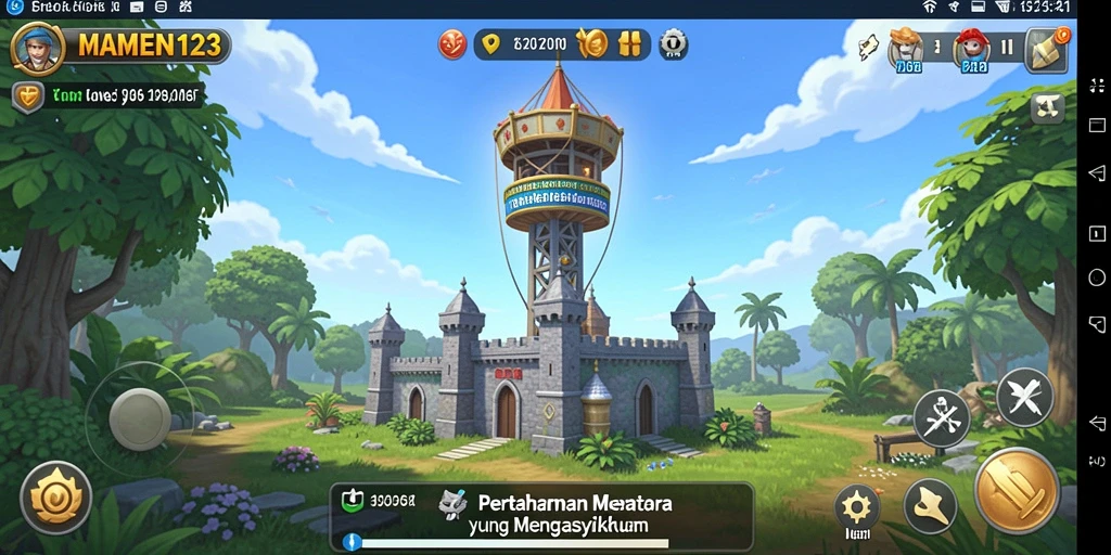 Tampilan gameplay yang mendebarkan di MAMEN123 Tower Defense.