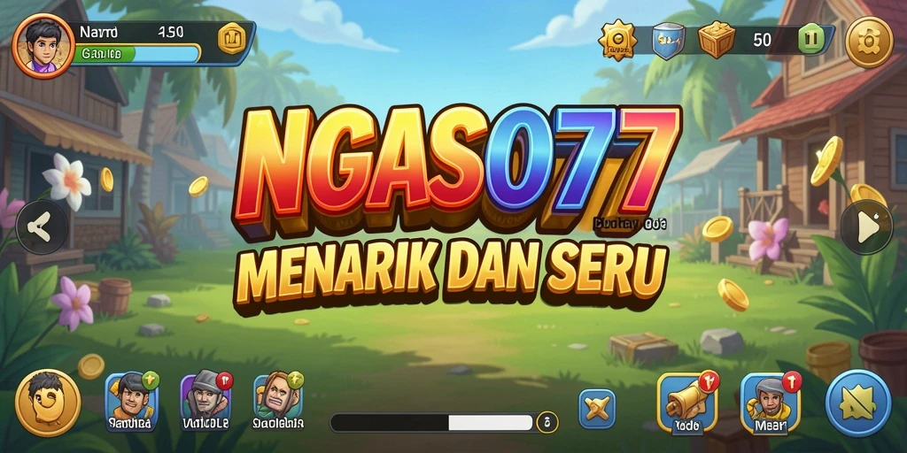 Screenshot gameplay NGASO77 memperlihatkan karakter yang aktif dan lingkungan yang penuh warna.