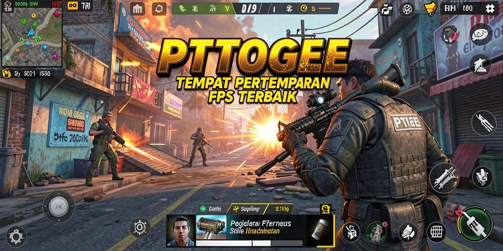 Tangkapan layar gameplay PTTOGEL menunjukkan aksi tembak-menembak yang seru.