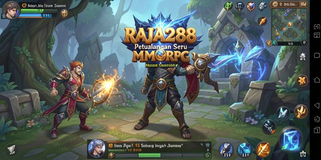Tangkapan layar gameplay RAJA288 menampilkan pertempuran epik dan dunia yang luas.