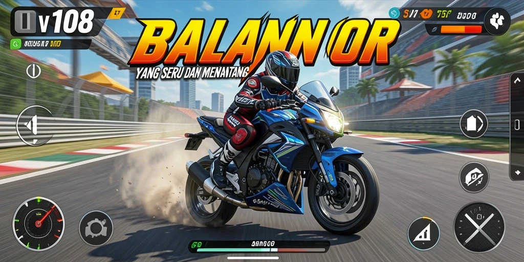 Tampilan gameplay seru dari game balapan motor VW108.