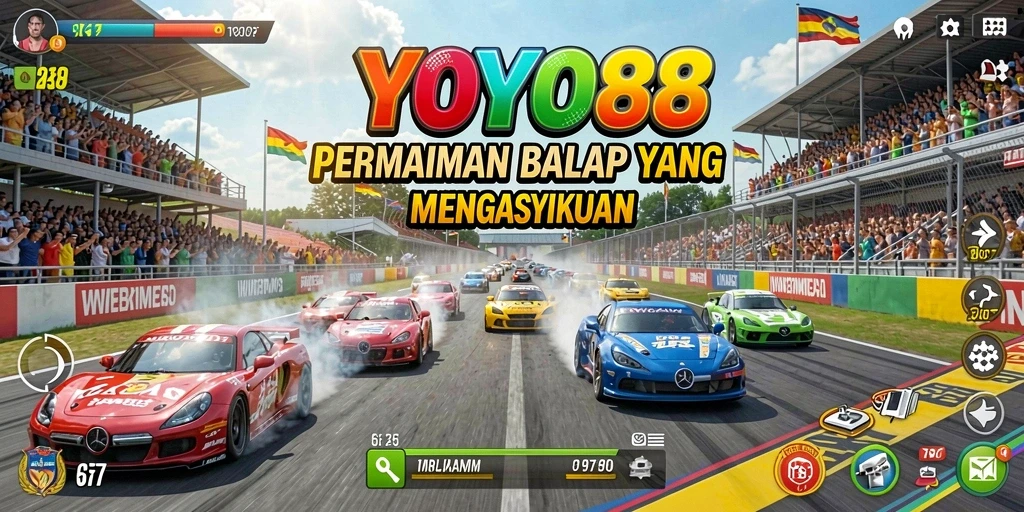 Tampilan gameplay seru di lintasan balap YOYO88.