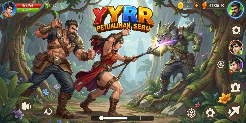Screenshot menunjukkan gameplay petualangan seru di YYRR.