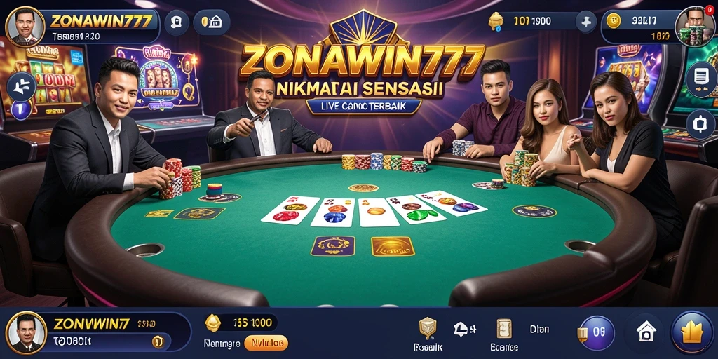Tampilan gameplay ZONAWIN777 dengan dealer langsung yang interaktif.